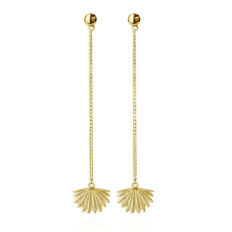 Boh Runga Mini Fan Tail Drop Earrings Gold Plate image number 0